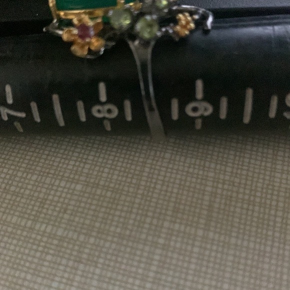 NATURAL Aventurine Peridot Garnet SS 925 RING - Picture 8 of 13
